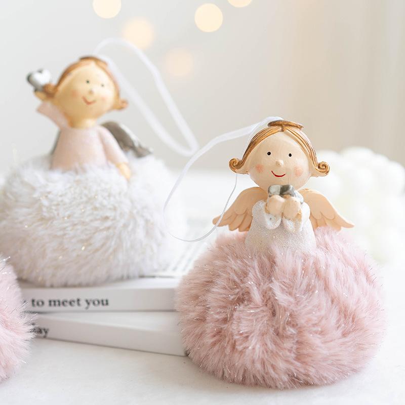 Christmas Plush Angel Girl Pendant Christmas Angel Decoration Desktop Ornament White Pink Angel Pendant New Year 2025