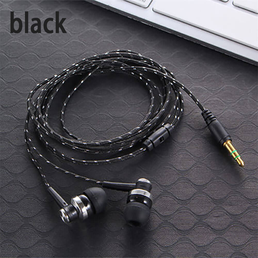1Pcs Hot High Quality Wired Earphone Stereo In-Ear 3.5mm Nylon Weave Cable Earphone Headset For Laptop Smartphone Gifts