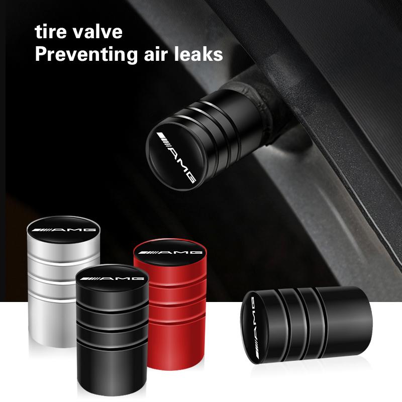 CTEJP1 4Pcs 3D Car Wheel Tire Valve Caps Protection Cover Stickers For Mercedes Benz AMG A B C E G CLA GLA W211 W214 W205 W203 W204W206
