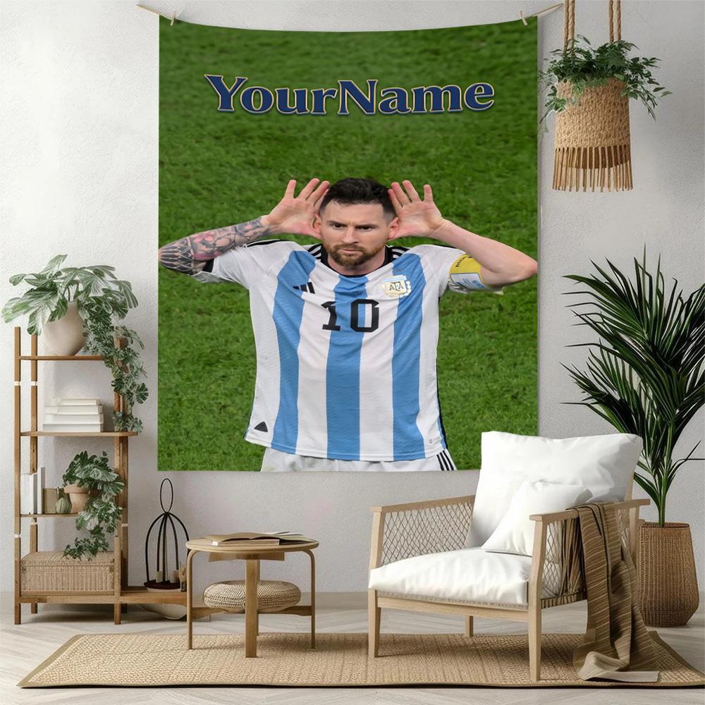 Messi Custom Your Name Wall Decor Tapestry Art For Pet Memorial Birthdaywedding Party Backdrop Family Gift
