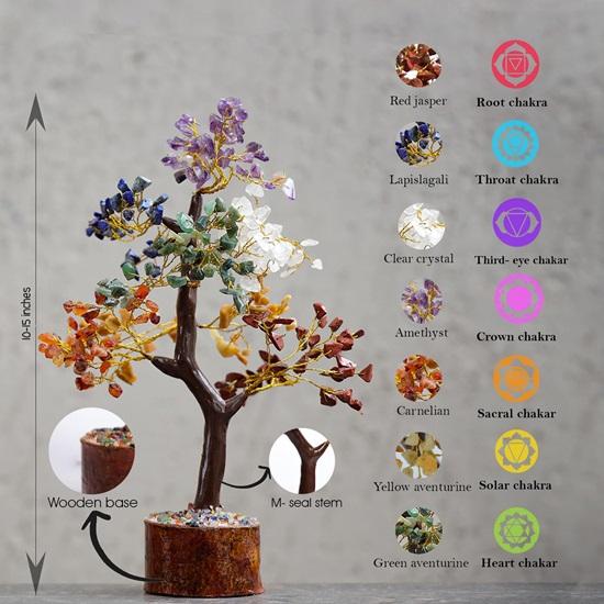 Кристаллы и драгоценные камни, хрустальное дерево семи чакр, экспонат на удачу, предмет домашнего декора, бонсай, денежное дерево, растение, подарочный предмет, стандартная фигурка