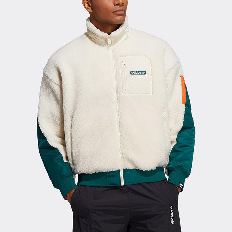 adidas Originals MR SHERPA Ретро куртки и пальто Мужские Японская версия, Желтый Белый HC0373-