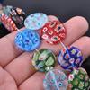 20pcs 14mm 20mm Flat Round Coin Shape Mixed Flower Patterns Millefiori Glass Loose Crafts Beads Lot for DIY Jewelry Making Accessories Findings