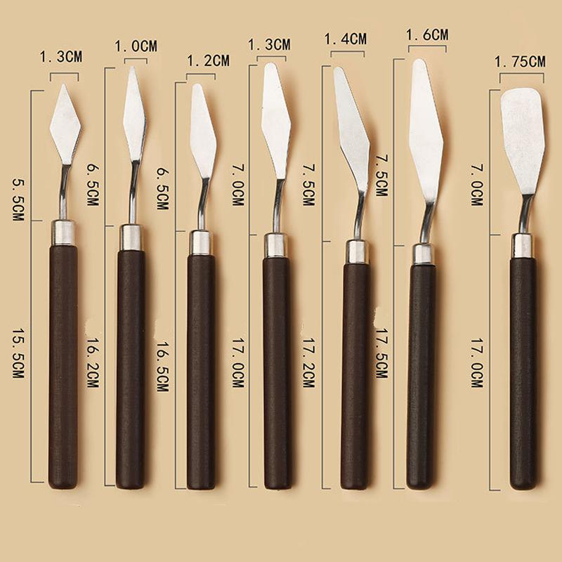 Art Spatula Soft Paint Spatula Oil Painting Spatula Wooden Handle Palette Knife Set Gouache Painting Spatula