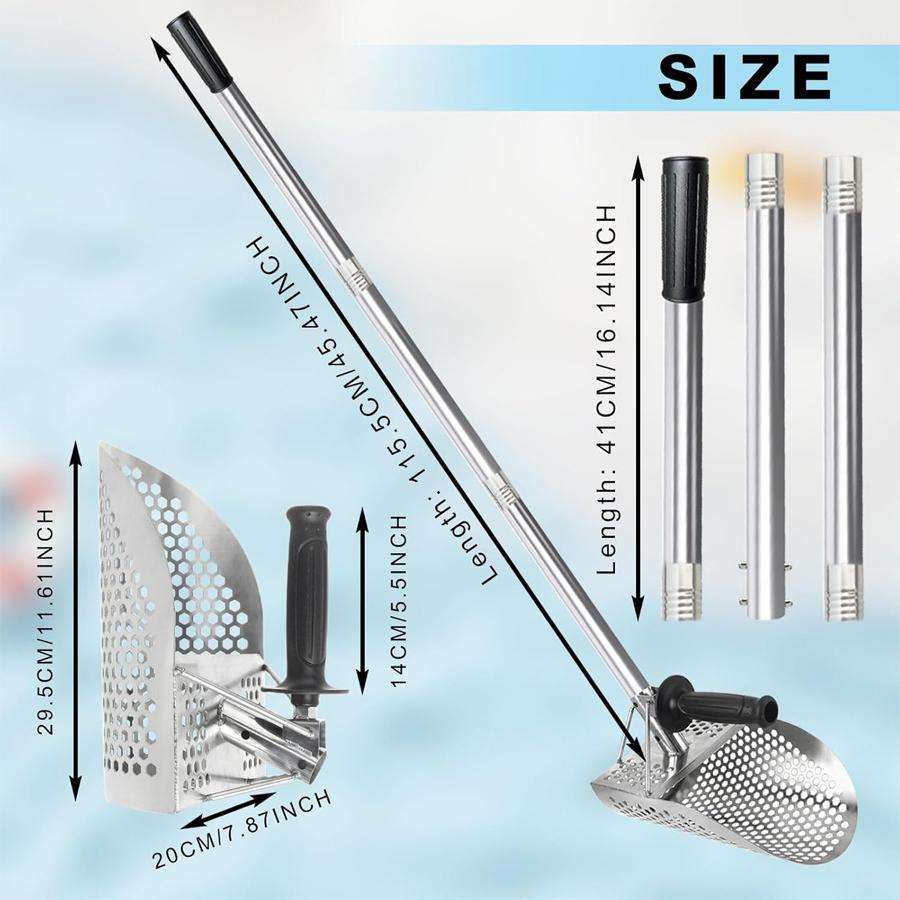 Sand Scoop Metal Detecting Shovel Sifter Metal Scoop Stainless Steel Metal Detector Shovel Treasure Hunting, Beach Sand Scoop