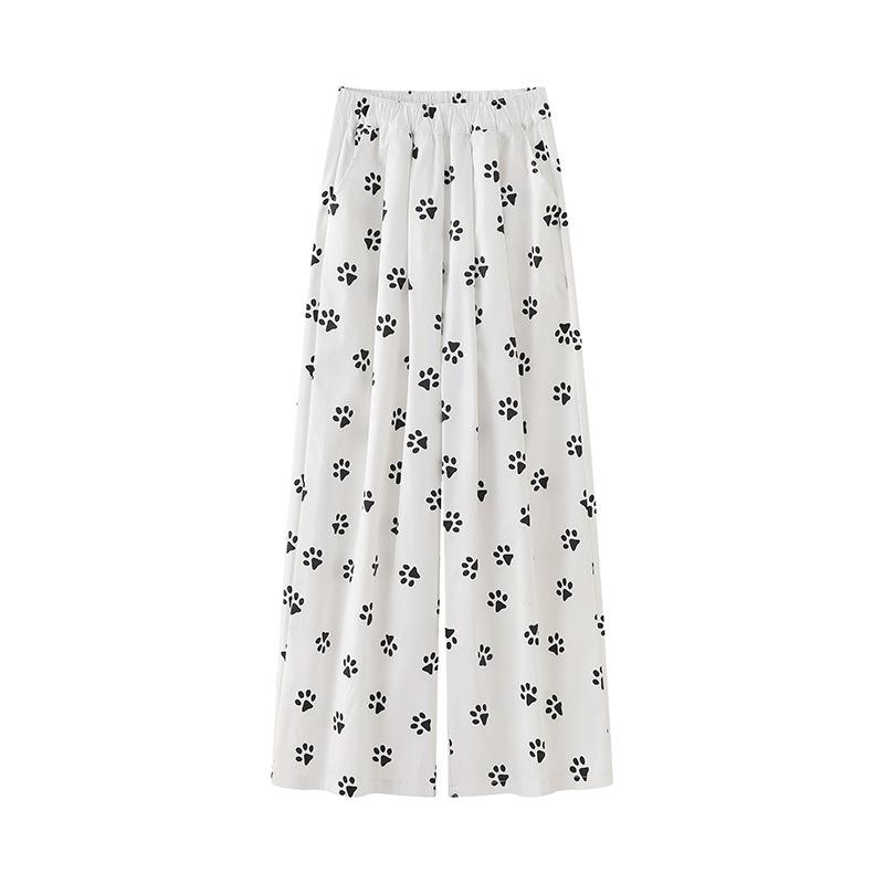 Белые широкие брюки женские весенние новые прямые и тонкие повседневные брюки