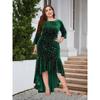 Women's Dress Plus Size Three-quarter Sleeve Mermaid High Low Hem Extra Long Velvet Dresses