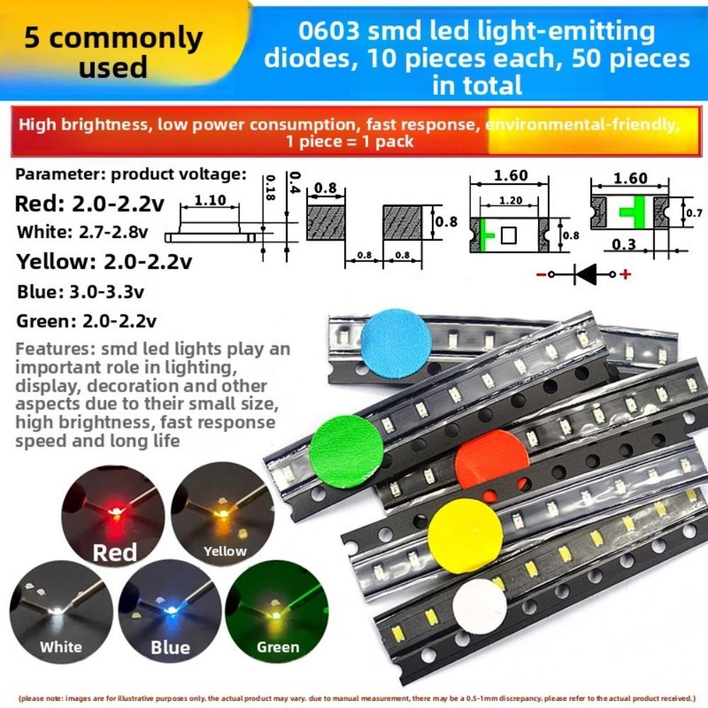 20 шт./50 шт. Профессиональные SMD светодиодные диоды 0805/0603 RGB Мультицветные SMT лампы Светодиодные чипы для DIY Электронные проекты