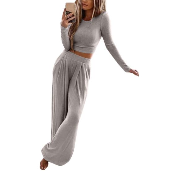 Популярная свободная удобная весенне-осенняя сексуальная домашняя одежда с круглым вырезом для повседневной носки, женская пижама