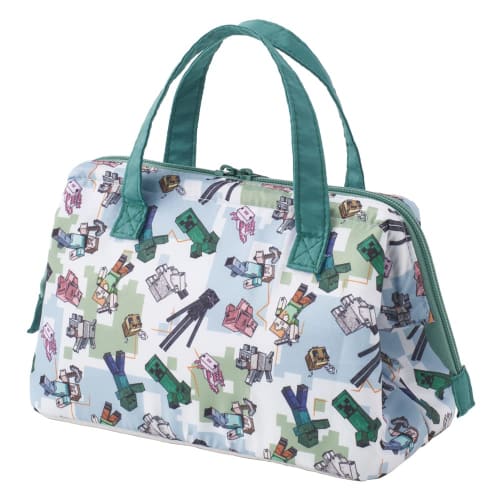 Skater KGA1-A Insulated Lunch Bag with Clasp Closure for Women, Minecraft Explorer/More