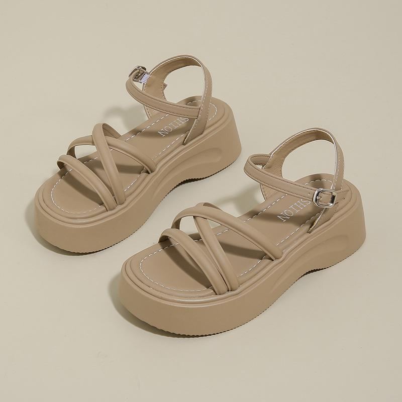 Французские сказочные сандалии на платформе с ветром, универсальные, женские, 2025, новая летняя обувь, мягкая юбка, римские пляжные туфли