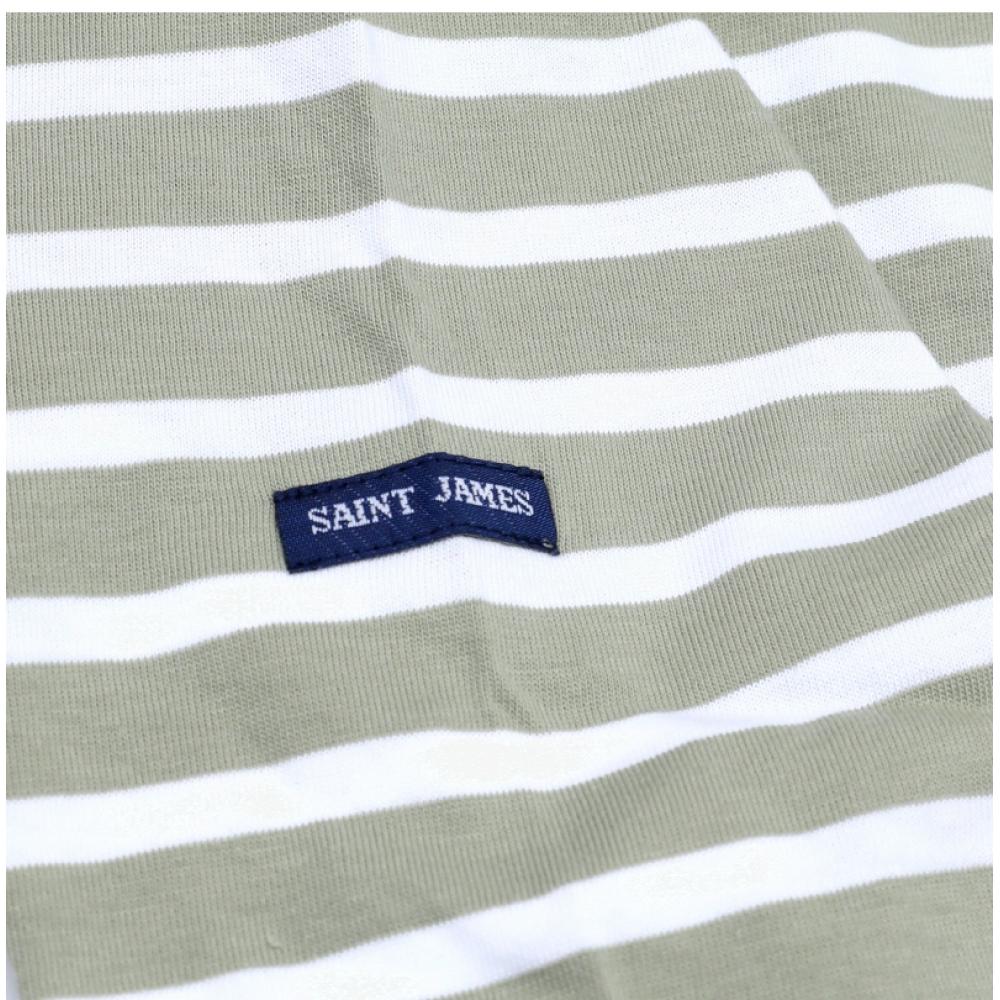 Saint James Унисекс Футболка с длинным рукавом Modern Stripe 9858 Миндаль Снег