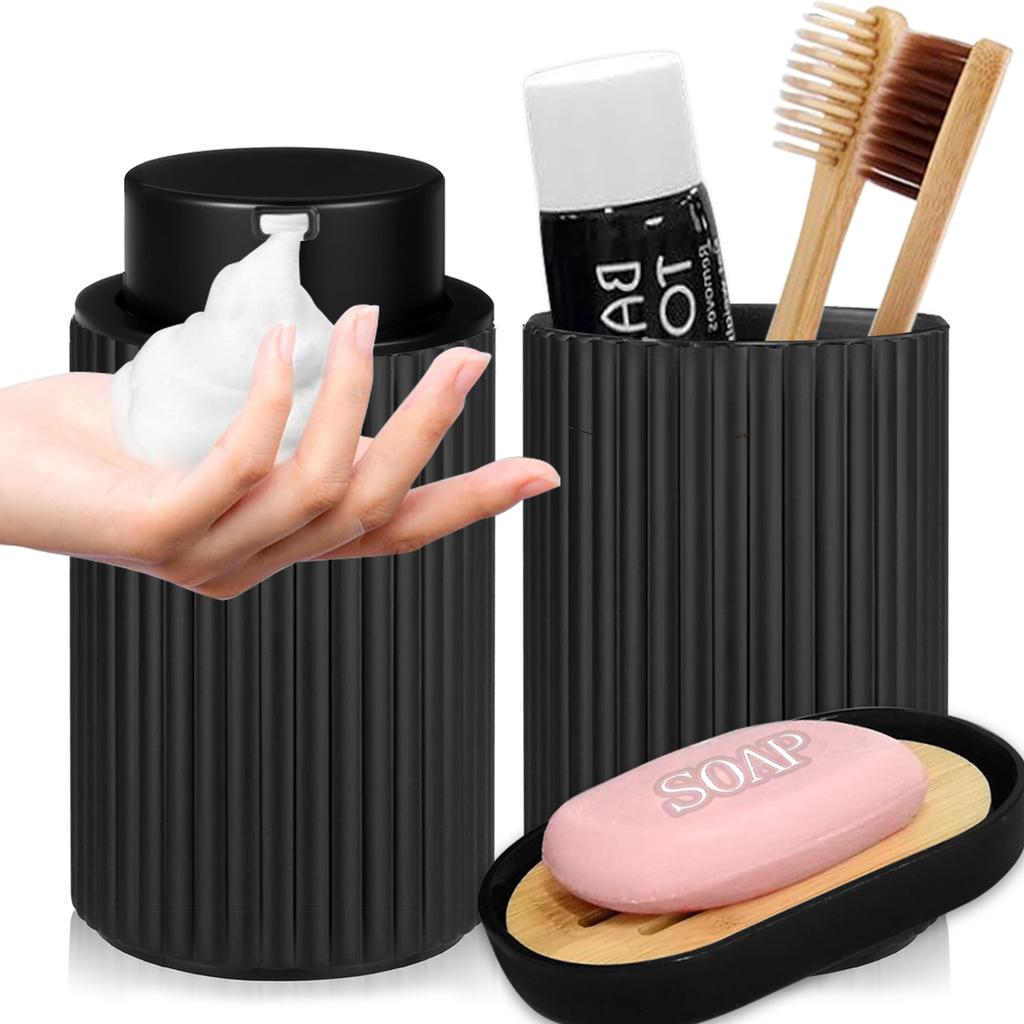 Дозатор для пенящегося мыла, контейнеры для хранения мыла и зубных щеток, декор для ванной комнаты в фермерском стиле, набор дозаторов для пенящегося мыла