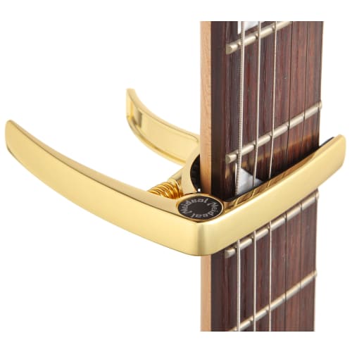 Phoenix One-Touch Guitar Capo Tasto [Zinc Alloy Model] 3-Piece Set: Maintenance Fiber Cloth, Manufacturer's Warranty, and Gold Metallic Finish for Fol