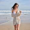 Beach Skirt Women Solid Color Sexy Knitted Beach Bikini Swimsuit Hoodie Dress