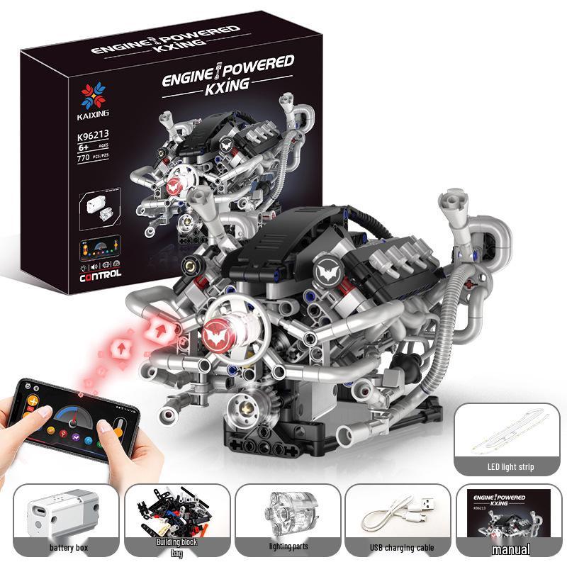 Ferrari V8 Engine Model Kit with App-Controlled Lights & Mechanisms