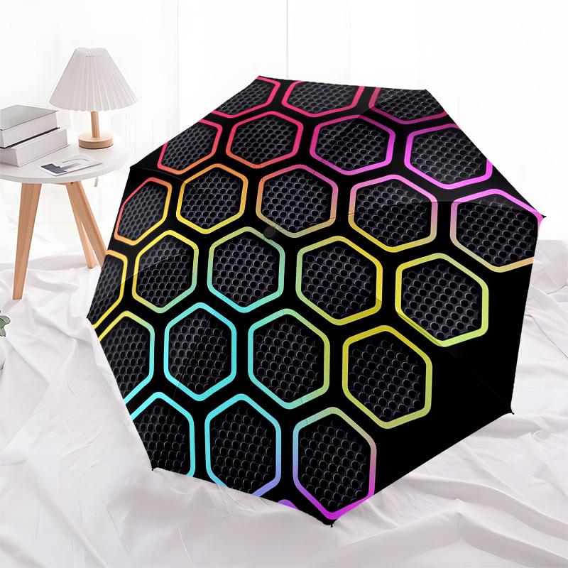 1pc Honeycomb Pattern Umbrella with Plastic Handle,Suitable for All Seasons Home Travel Outdoor UmbrellaM1346