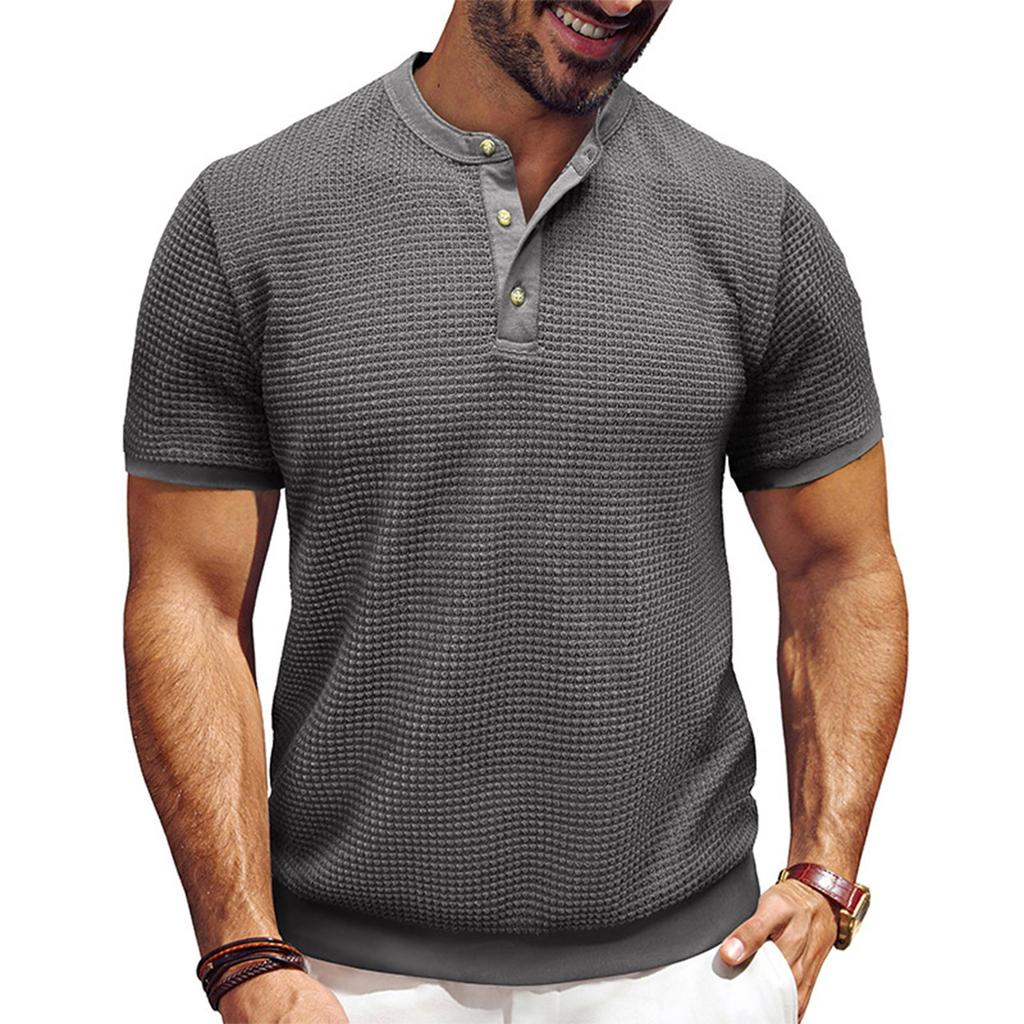Men's Short Sleeved Textured Knitted Shirt T-shirt Pullover