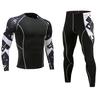 Tracksuit 2 Pcs/Set Men's Printed Sportswear Compression Shirt Pants Fitness Tights Rashguard