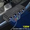 120W 4-Socket 12V/24V Car Cigarette Lighte Adapter 4 Way Adapter Port USB Port Socket Splitte
