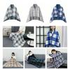 140*100cm Plush Stripe Warm Shawl Thicken Wearable Scarf Women Soft Flannel Blanket Shawl  Winter