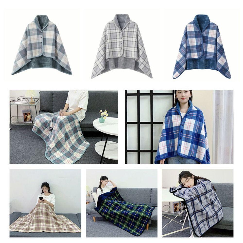 140*100cm Plush Stripe Warm Shawl Thicken Wearable Scarf Women Soft Flannel Blanket Shawl  Winter