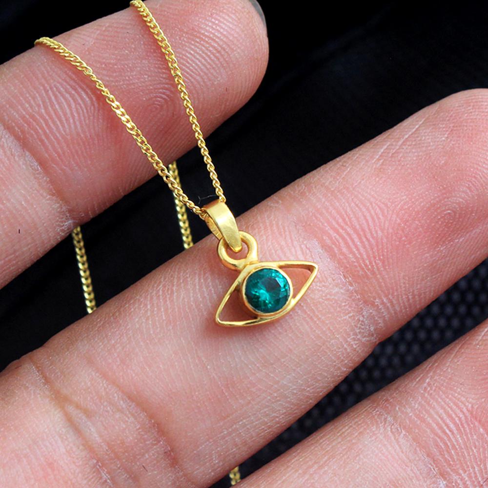 Позолоченное ожерелье с дурным глазом, зеленый циркон, серебряные украшения, украшения с деревом жизни, женское ожерелье, серебро 925 пробы