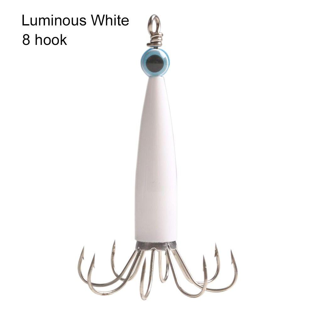 Luminous Jigs Angling Squid Hook with fish eyes Octopus Bait Fishing Tackle Wood Shrimp Lures