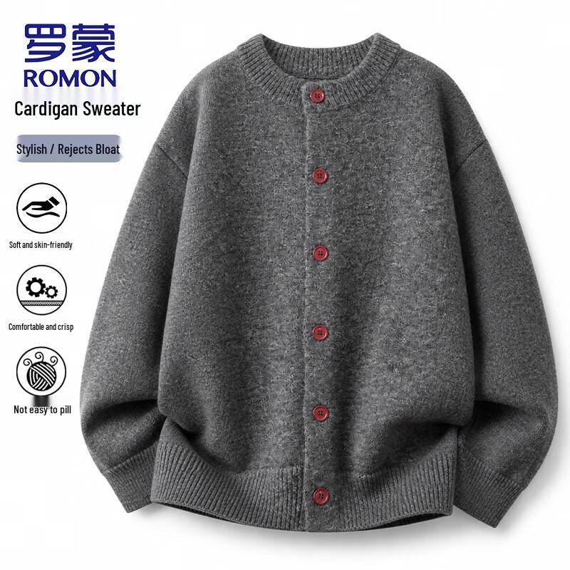 ROMON Men's Casual Button-Front Knit Cardigan