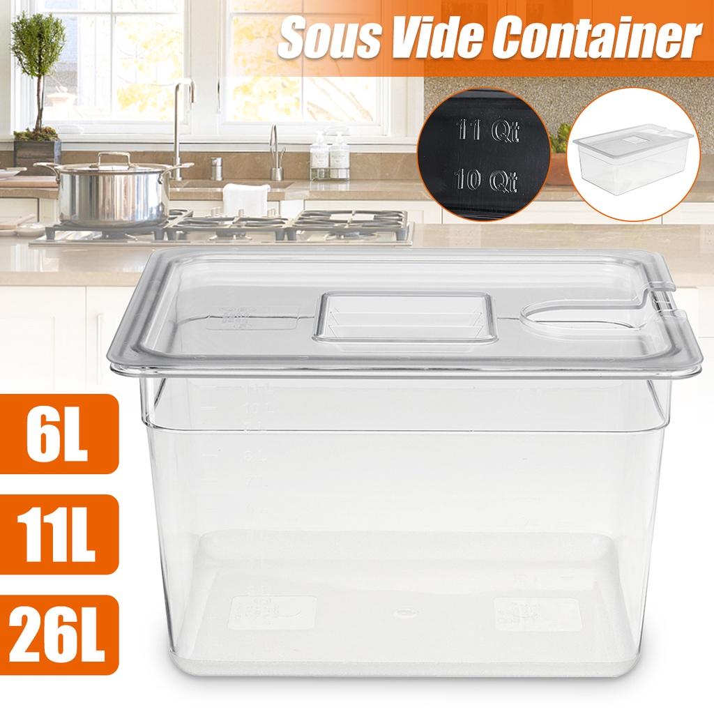 11L Sous Vide Container with Lid 11 Liter Water Tank Bath for Circulator Sous Vide Culinary Immersion Slow Cooker Cooking Tools