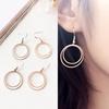 European and American Minimalist Style Jewelry, Simple and Personalized Metal Double-layer Geometric Small Hoops, Hoop Earrings
