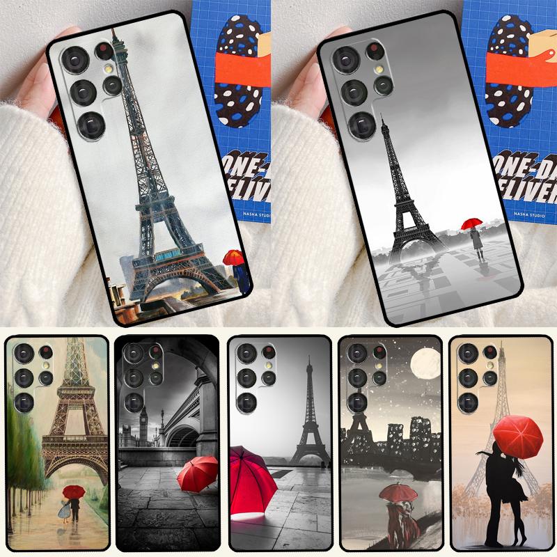 Красный зонт Эйфелева башня Чехол для телефона для Samsung Galaxy S25 Ultra S24 S23 Ultra S9 S10 S20 S21 S22 Plus S24 FE