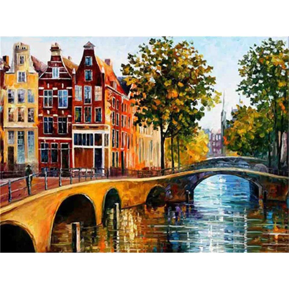 5D DIY алмазная живопись пейзаж замок полный круглый горный хрусталь вышивка крестиком комплект мозаика картина украшение дома подарок