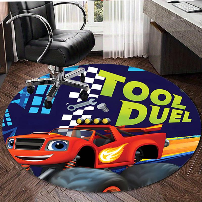 1pc Blaze and the Monster Machines Design Printed Area Round Carpet for Bedroom Living Room Home Decor Rugs Mat Non Slip Mat Rug for Bedside