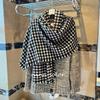 NINA SOLOR Double-Sided Houndstooth Cashmere Scarf Shawl