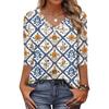 Women's T Shirt Print 3/4 Sleeve Daily Weekend Fashion Basic V- Neck Regular Top