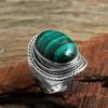 Кольцо с малахитом, Заявление, Серебро 925 пробы, Ювелирные изделия ручной работы, Серебряные украшения, Твердое кольцо