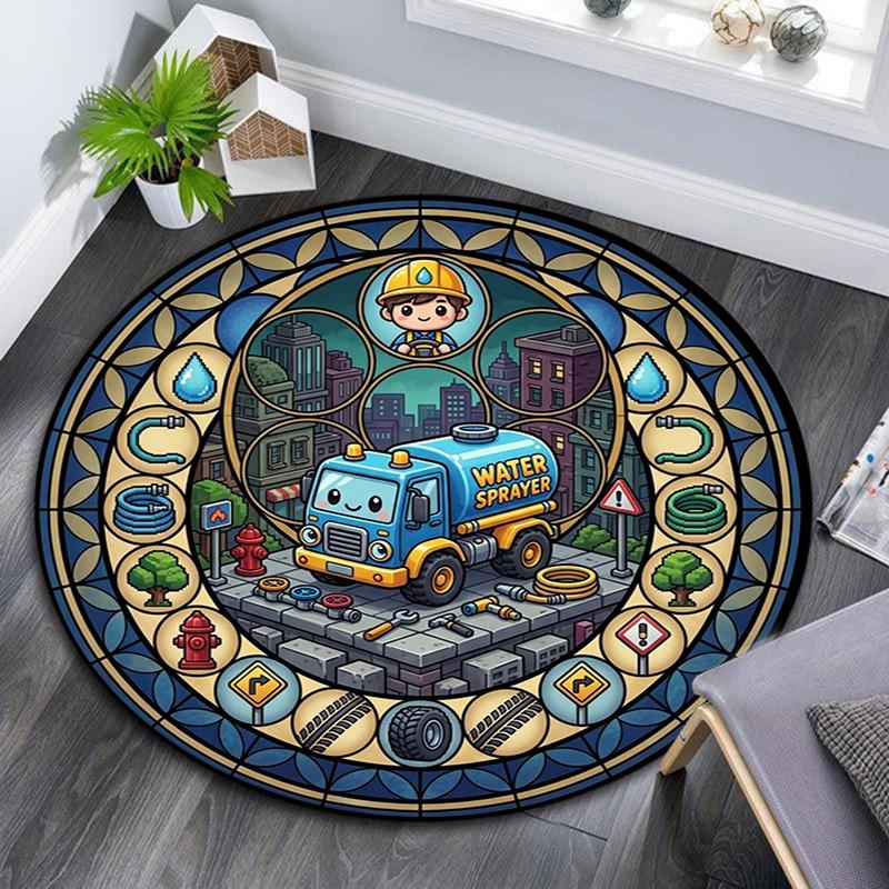Urban Water Maintenance Round Area Rug Under Office Chairs Bedroom Living Room Home Decor