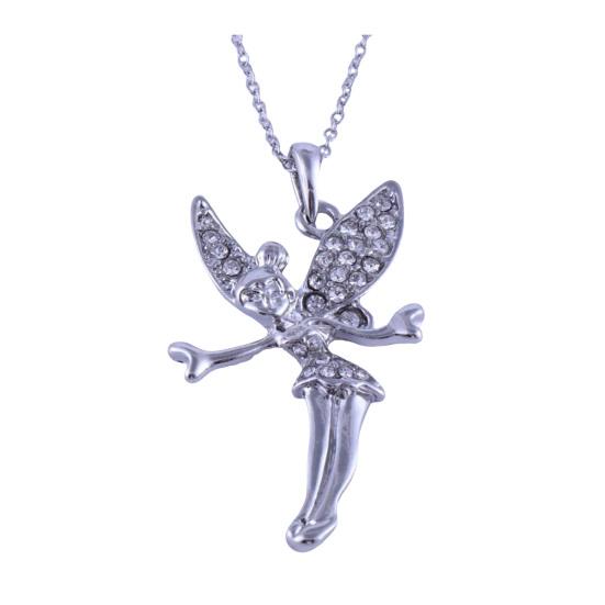 Ожерелье с подвеской в виде крыла девушки-ангела, блестящие стразы, инкрустированные подвеской, не выцветающие, яркие