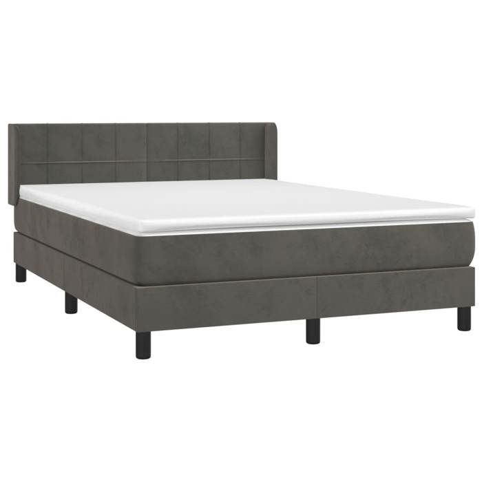 Maison Exclusive - Sommier à lattes de lit et matelas Gris foncé 140x200cm Velours