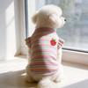 New Rainbow Striped Pet Dog Cat Summer Ins Thin Clothes Bubble Sleeve Vest Princess Style Skirt