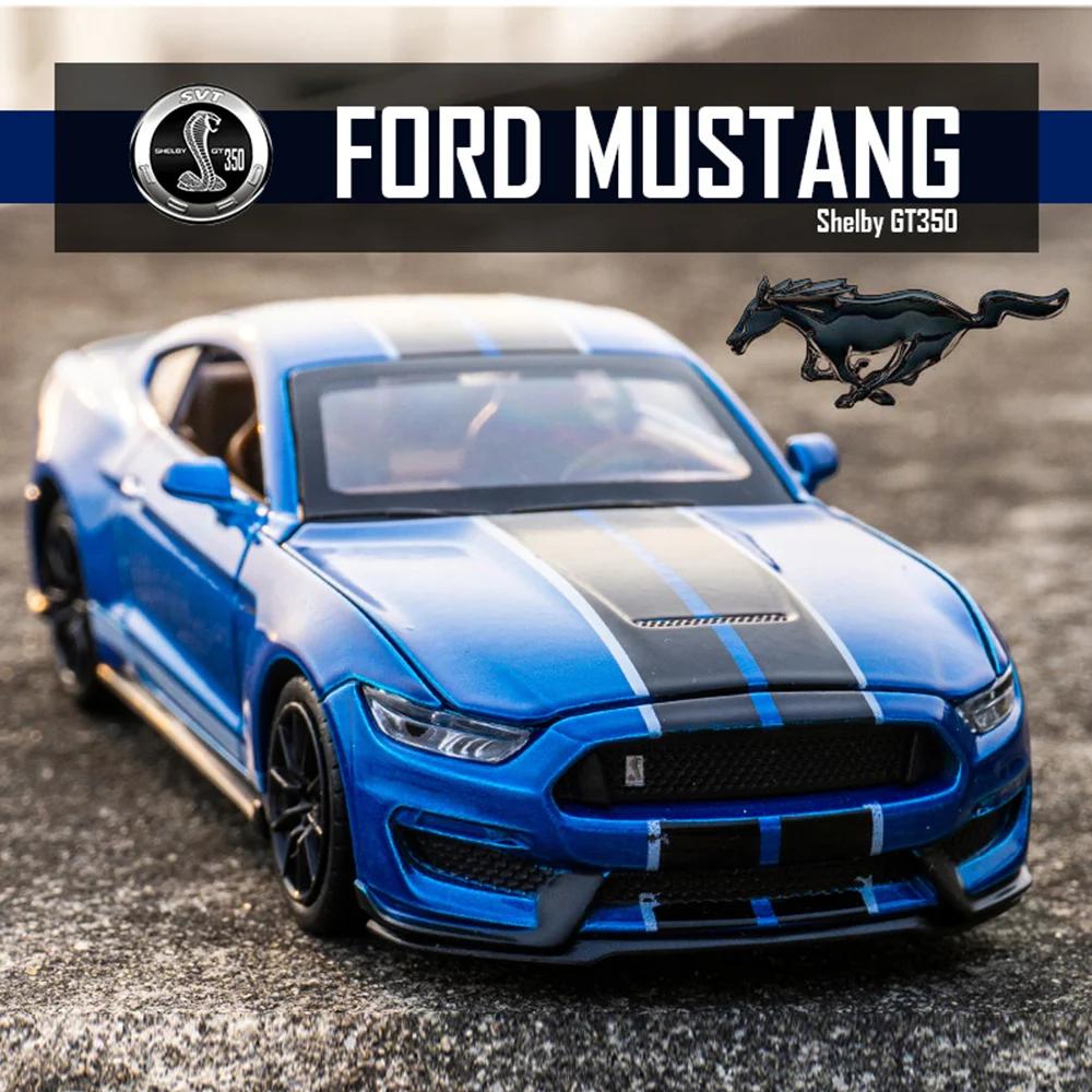 1/32 High Simulation Supercar Ford Mustang Shelby GT350 Модель автомобиля из сплава, игрушечная машинка для детей с 4 открытыми дверями, детские подарки