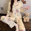 Womens Cute Cat Pajama Set Long Sleeve Fall Winter Casual Loungewear Soft Homewear