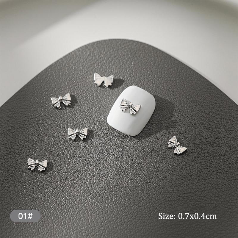 10Pcs Diy Nail Art Decoration 3D Silver Butterfly Shiny Rhinestones Nail Drills For Manicure Design Accessory