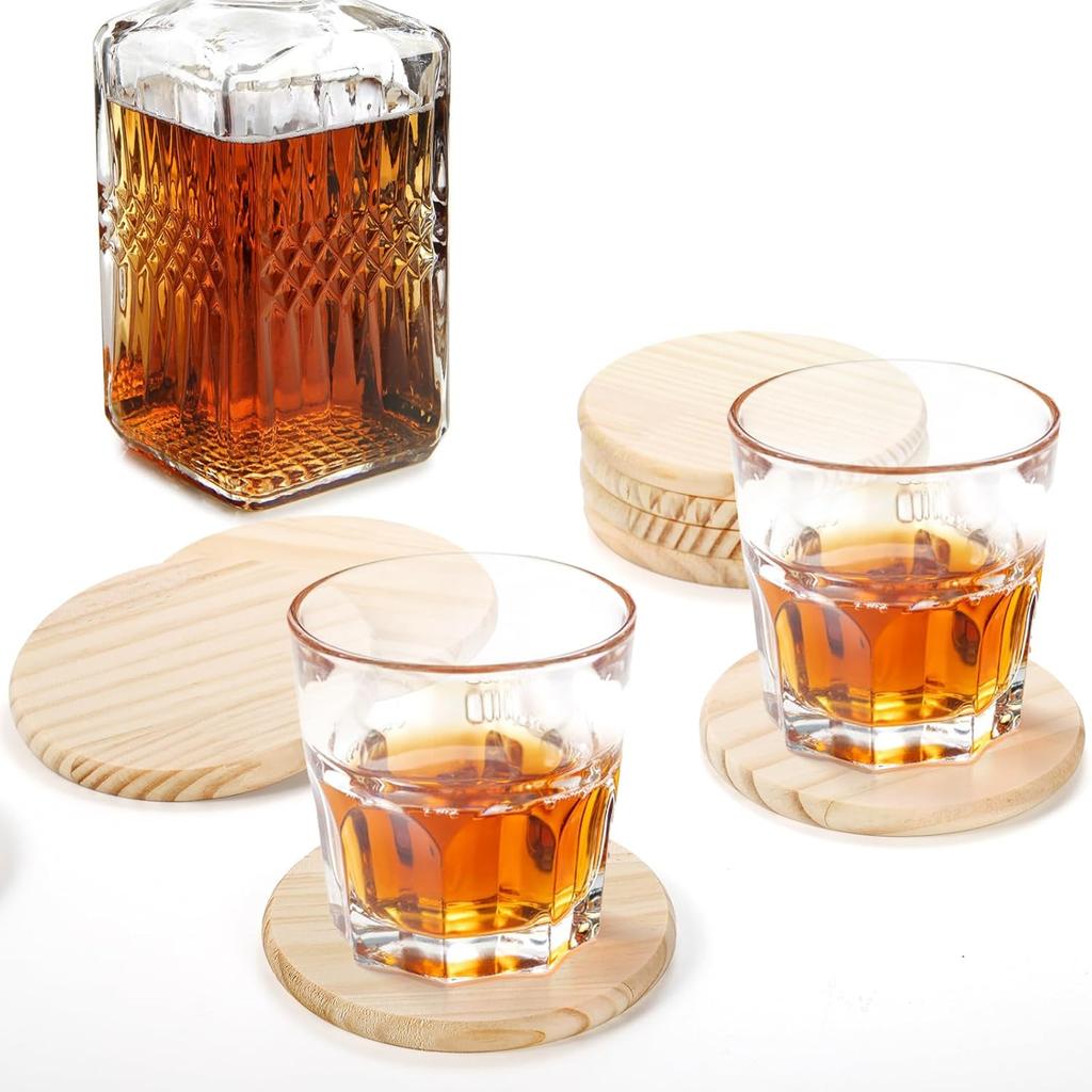 Wood Coasters Round Blank Wooden Coasters for Crafts with Non-Slip Silicon Dots for Home Decoration Mother Day Gift