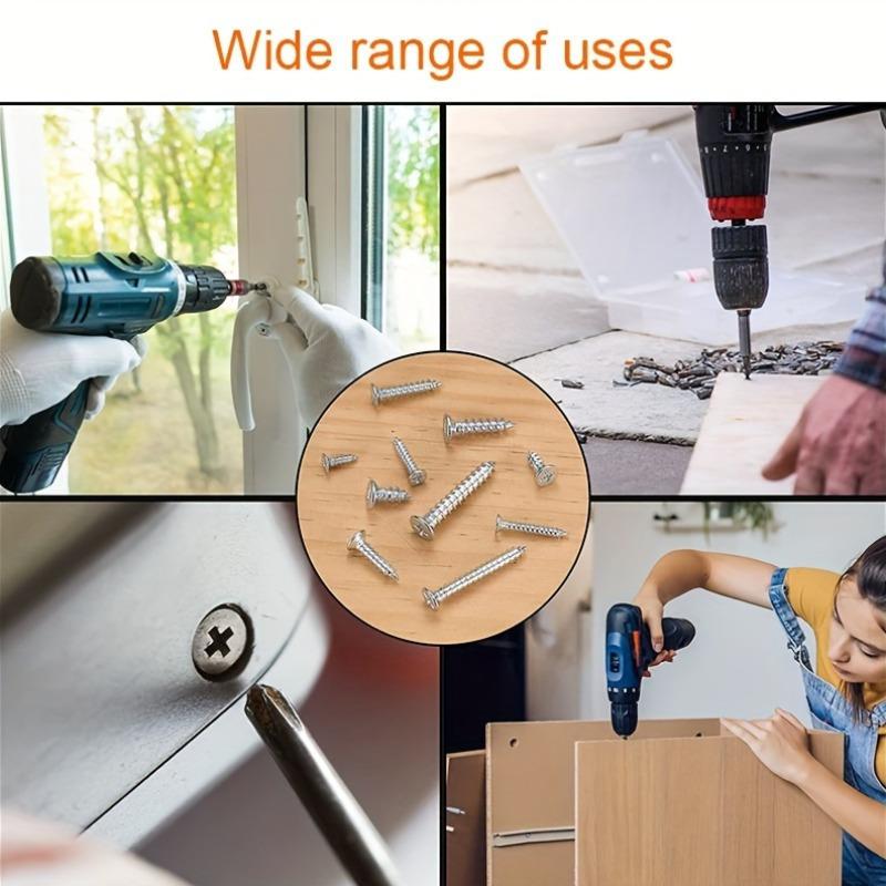 560 шт./коробка Набор саморезов по дереву - Включая 8 различных размеров крестовых шурупов с плоской головкой M2 для металла, комплект для классификации