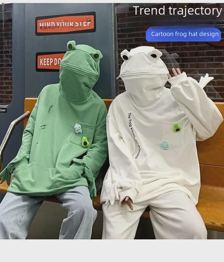 Мужская модная толстовка-пуловер с рисунком лягушки - весна/осень в уличном стиле