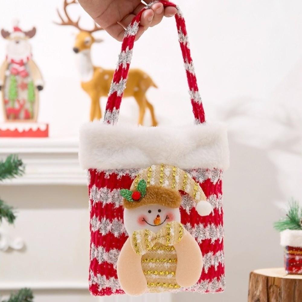 3D Snowman Christmas Gift Bag Knit Christmas Apple Bag Soft Xmas Tote Handbags Party