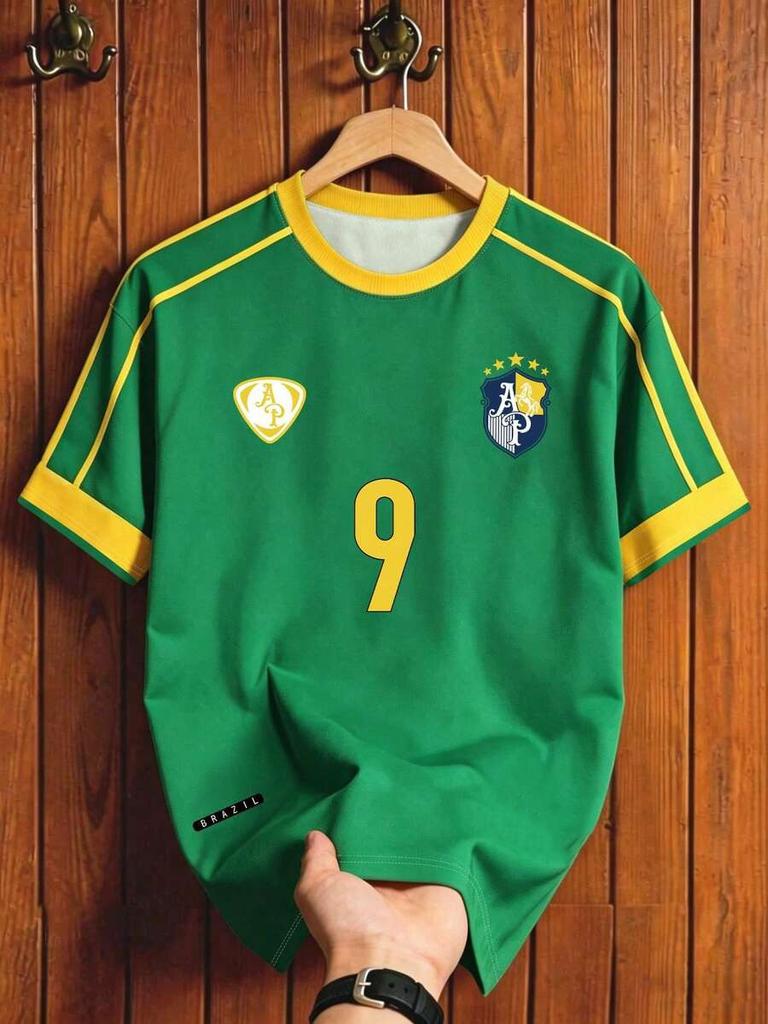 Brazil Soccer Retro Stripe Sport Gear Men T Shirt Women Tee Boys Top Children Parent Child Quick dry short sleeves kids Tshirt