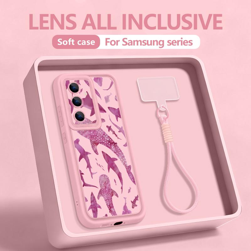 Чехол-ремешок на запястье для Samsung Galaxy S26 S24 S25 Ultra S23 S25 FE A57 A17 A37 A56 A16 A55 A54 A15 A25 Чехол для телефона Акула-кит